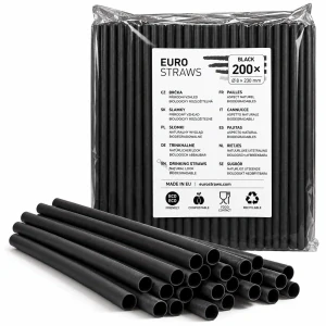 EKO Přírodní černé bambusové brčko Shakey 8x230 mm